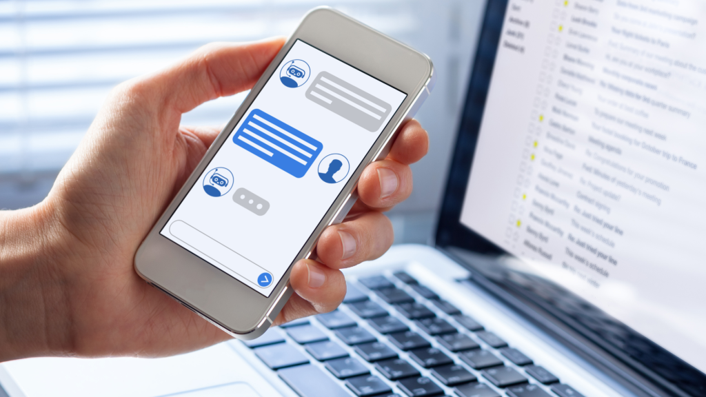 mobile phone with ai chatbot on screen