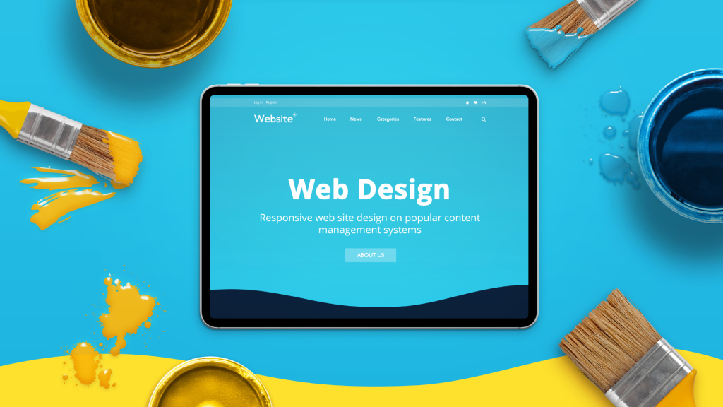 an image of a screen with web design in the centre