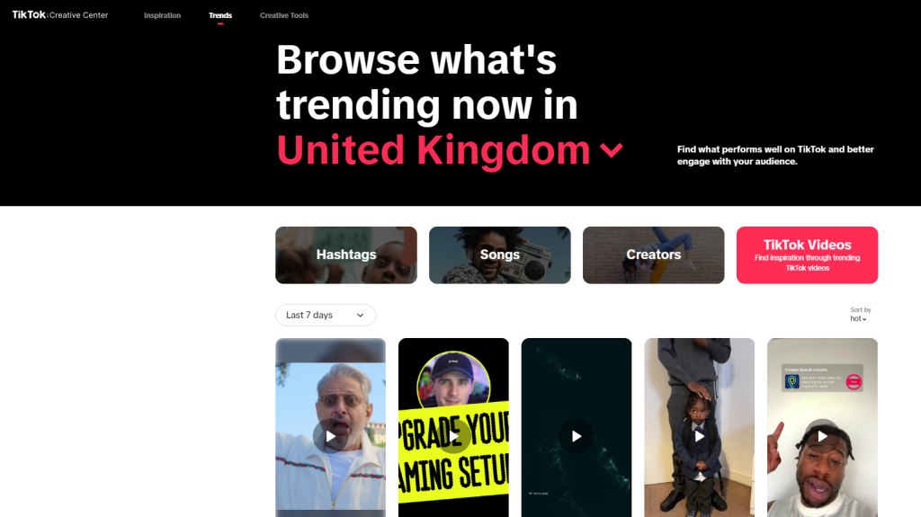 tiktok trending video page