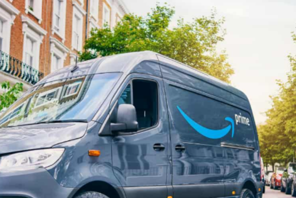 an amazon delivery van in the uk