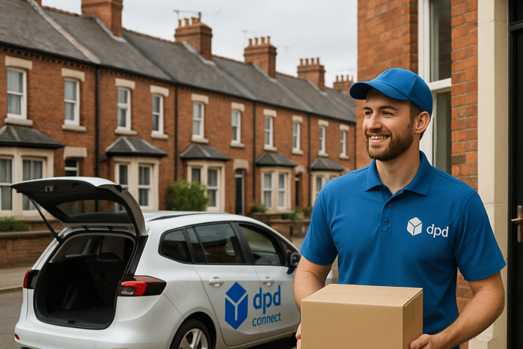 a dpd connect driver using a white family car for deliveries