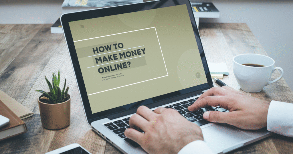 a laptop screen with the words how to make money online on the screen
