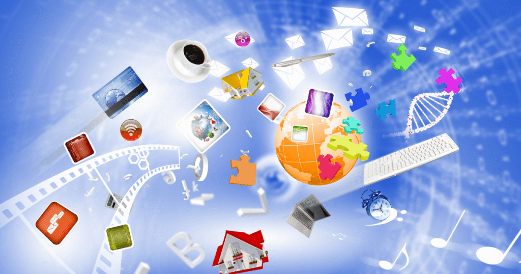 an abstract image representing different digital products