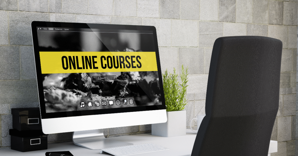 a desktop computer screen showing the words online courses