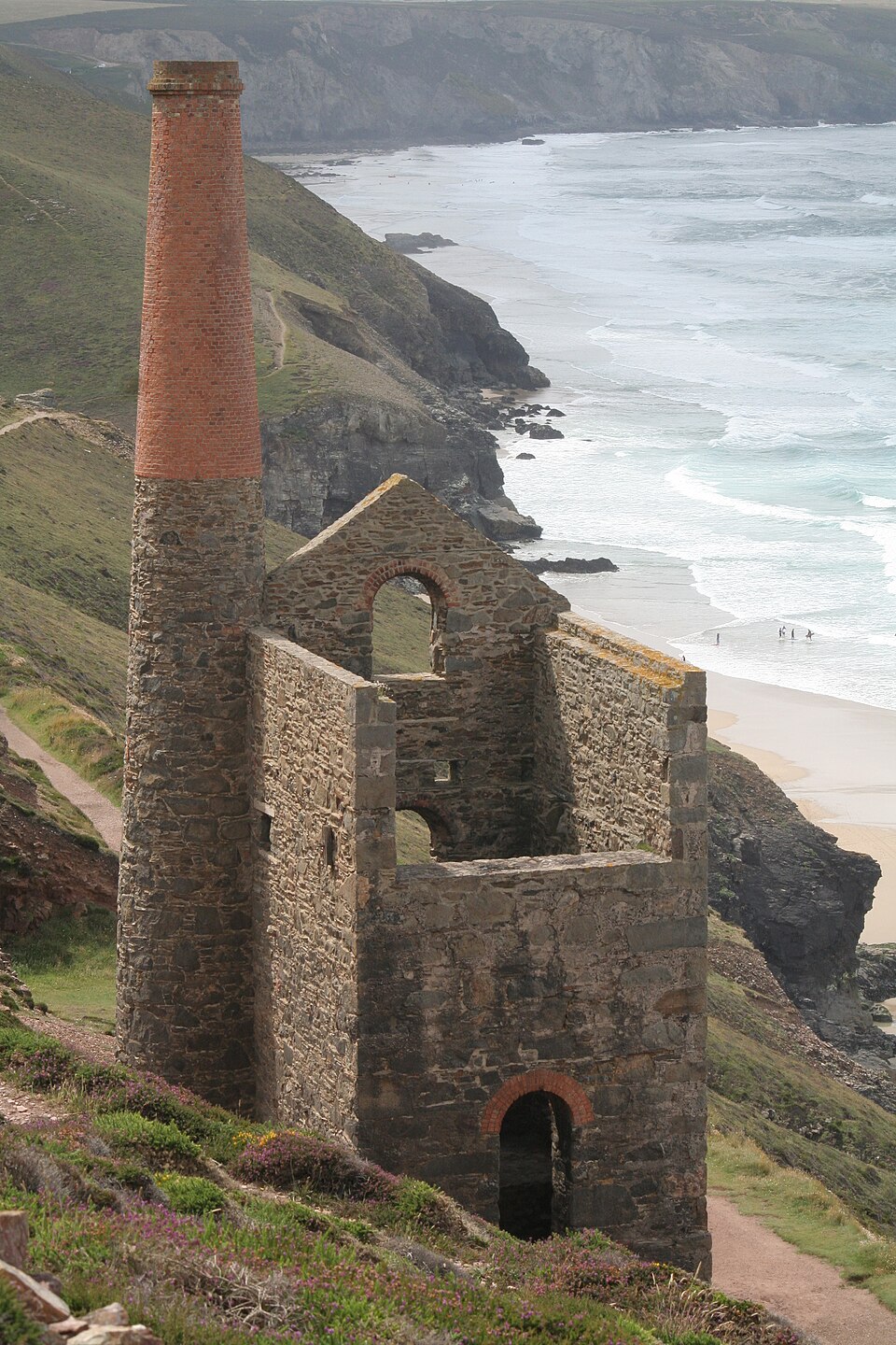 an old cornish tin mine on a rugged coastline